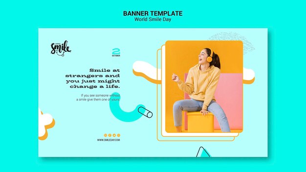 Plantilla de banner de concepto de día mundial de la sonrisa