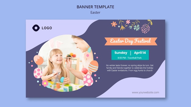 Plantilla de banner con concepto de día de pascua