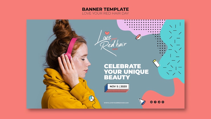 PSD gratuito plantilla de banner de concepto de día de pelo rojo