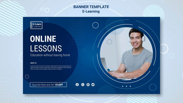 Plantilla de banner de concepto de e-learning