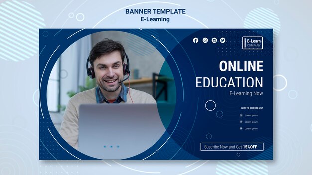 Plantilla de banner de concepto de e-learning