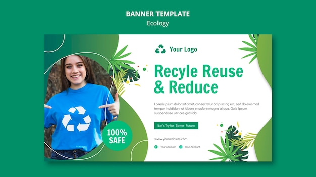 PSD gratuito plantilla de banner de concepto de ecología