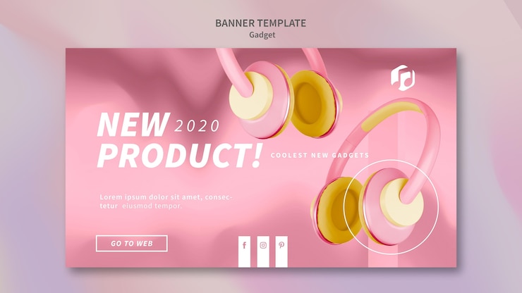 PSD gratuito plantilla de banner de concepto de gadget