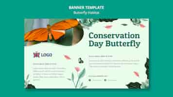 PSD gratuito plantilla de banner de concepto de hábitat de mariposas