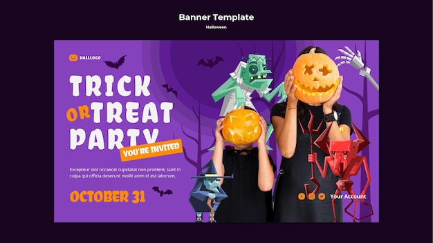 PSD gratuito plantilla de banner de concepto de halloween