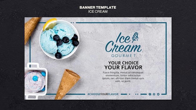 PSD gratuito plantilla de banner de concepto de helado