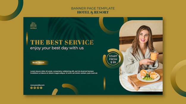 PSD gratuito plantilla de banner de concepto de hotel y resort