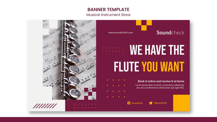 PSD gratuito plantilla de banner de concepto de instrumento musical