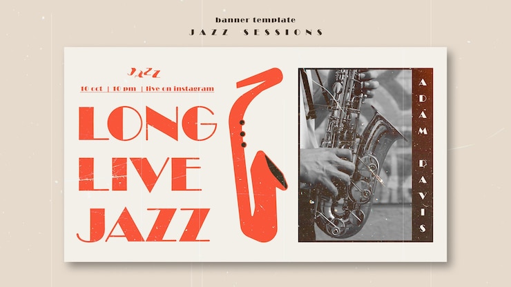 PSD gratuito plantilla de banner de concepto de jazz