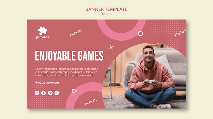 PSD gratuito plantilla de banner de concepto de juego