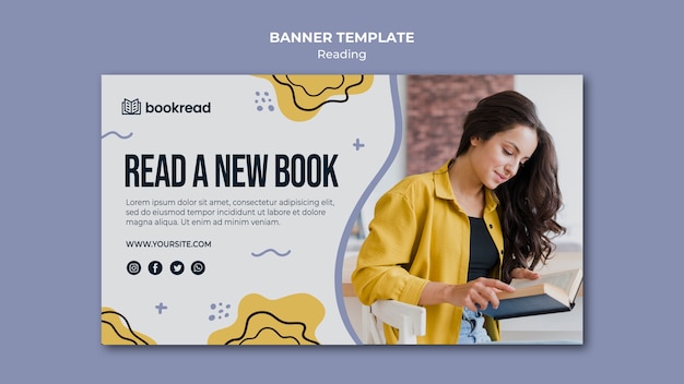 PSD gratuito plantilla de banner de concepto de lectura