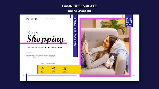 PSD gratuito plantilla de banner de concepto en línea de compras