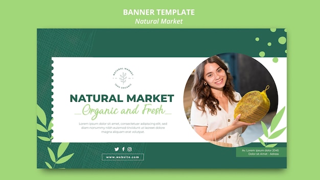 PSD gratuito plantilla de banner de concepto de mercado natural