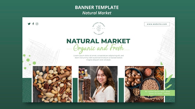 PSD gratuito plantilla de banner de concepto de mercado natural