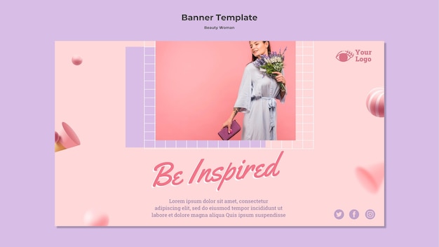 Plantilla de banner de concepto de mujer de belleza