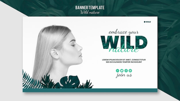 PSD gratuito plantilla de banner con concepto de naturaleza salvaje