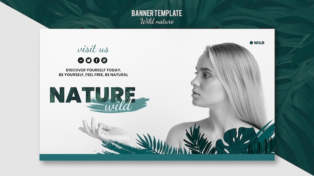 PSD gratuito plantilla de banner con concepto de naturaleza salvaje