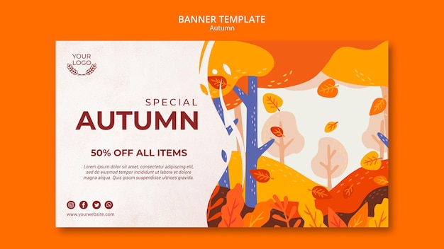 PSD gratuito plantilla de banner de concepto de otoño