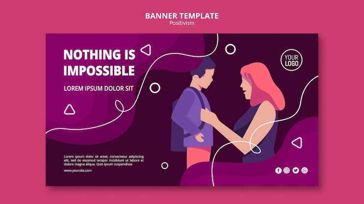 PSD gratuito plantilla de banner de concepto de positivismo
