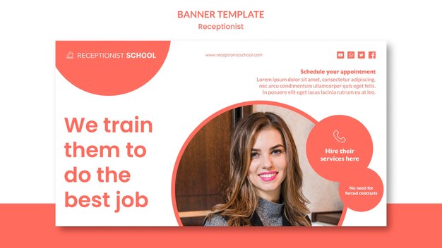 Plantilla de banner de concepto de recepcionista
