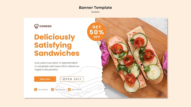 PSD gratuito plantilla de banner de concepto de sandwich