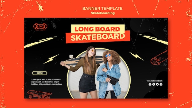 PSD gratuito plantilla de banner de concepto de skate