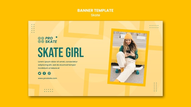 PSD gratuito plantilla de banner de concepto de skate