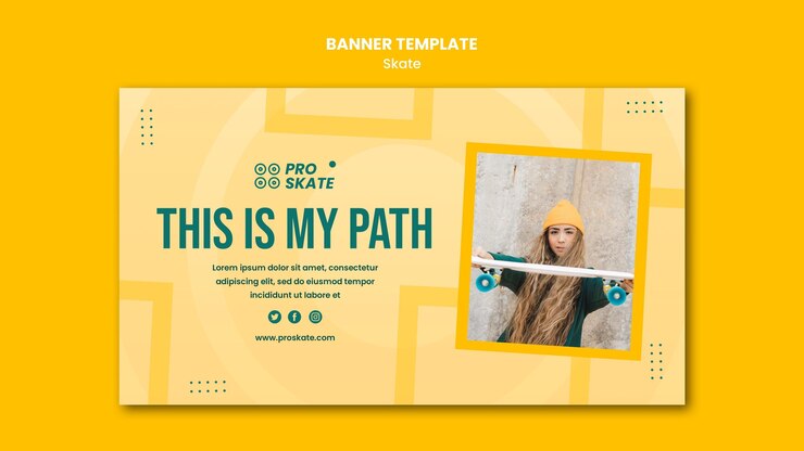 PSD gratuito plantilla de banner de concepto de skate