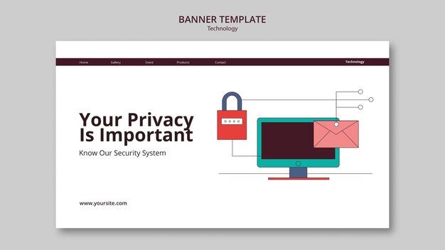 Plantilla de banner de concepto de tecnología de diseño plano