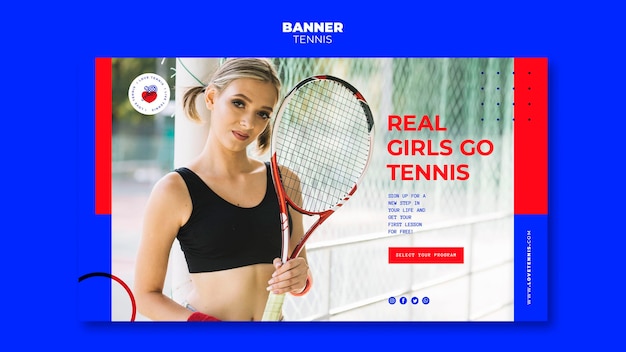 PSD gratuito plantilla de banner de concepto de tenis