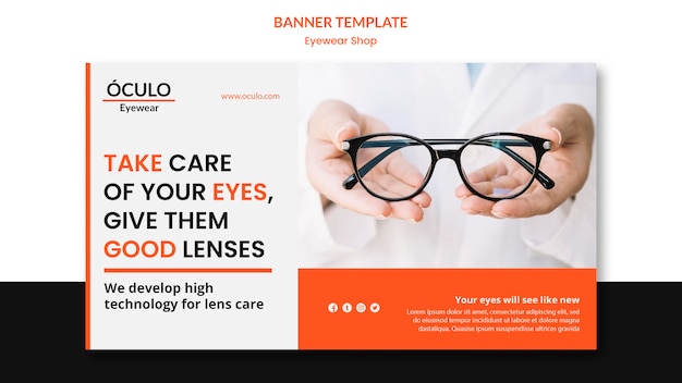 PSD gratuito plantilla de banner de concepto de tienda de gafas