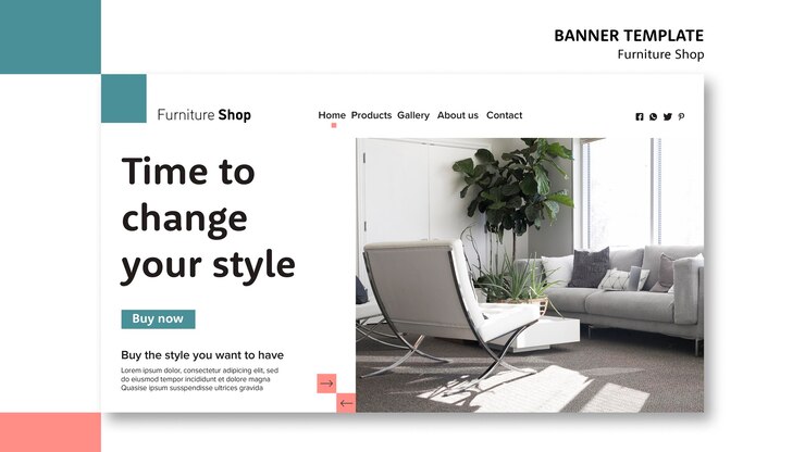 PSD gratuito plantilla de banner de concepto de tienda de muebles