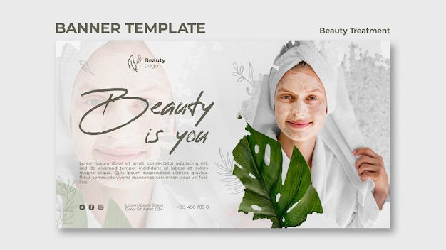 PSD gratuito plantilla de banner de concepto de tratamiento de belleza