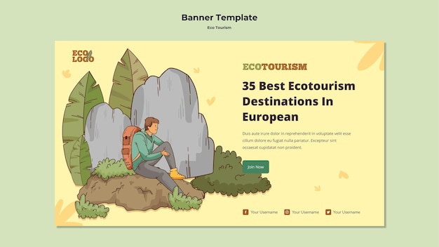 PSD gratuito plantilla de banner de concepto de turismo ecológico