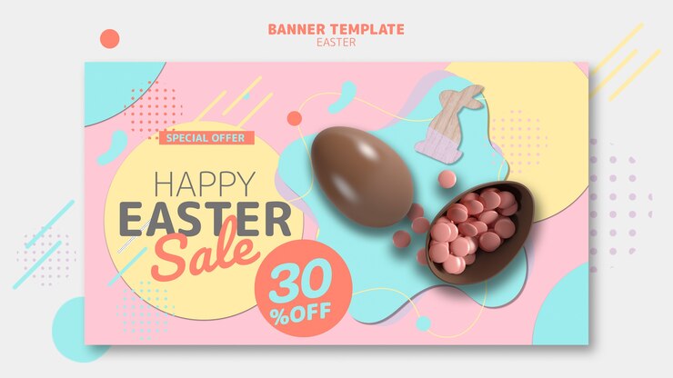 PSD gratuito plantilla de banner con concepto de venta del día de pascua