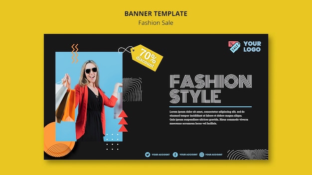 PSD gratuito plantilla de banner de concepto de venta de moda