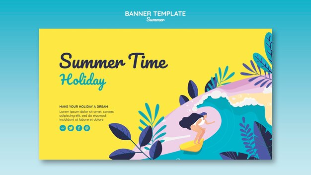Plantilla de banner de concepto de verano