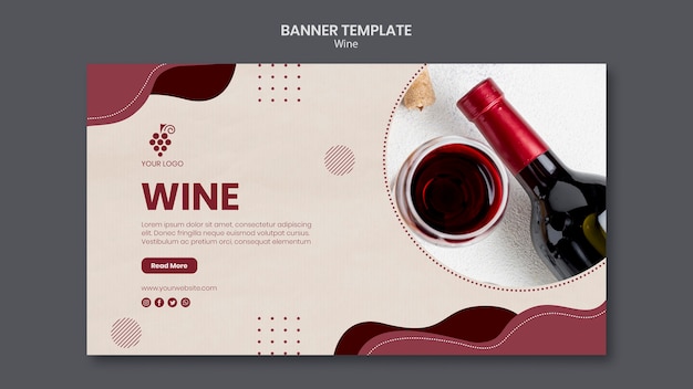 PSD gratuito plantilla de banner de concepto de vino