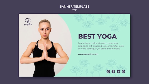 PSD gratuito plantilla de banner con concepto de yoga