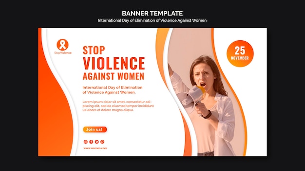 PSD gratuito plantilla de banner de concienciación sobre la violencia contra las mujeres con foto