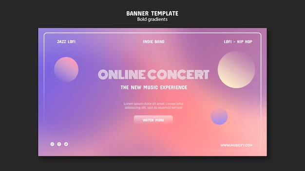 PSD gratuito plantilla de banner de concierto en línea