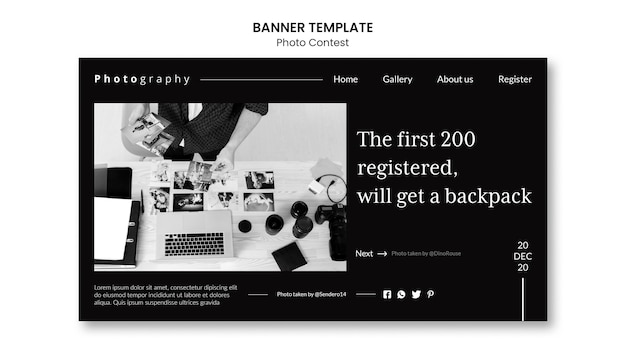 Plantilla de banner de concurso de fotografía