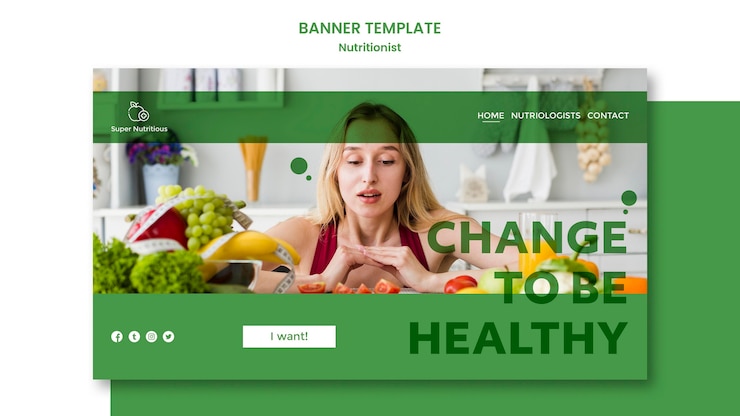 PSD gratuito plantilla de banner con consejos nutricionistas