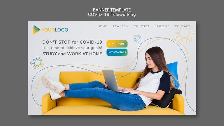 PSD gratuito plantilla de banner covid19 con imagen