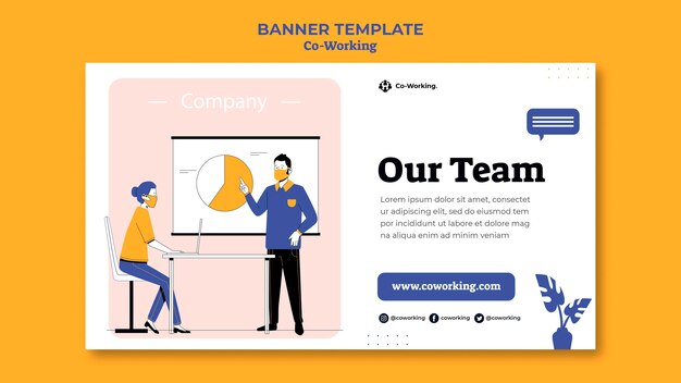 Plantilla de banner de coworking creativo