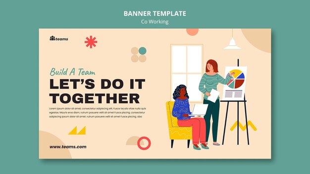 Plantilla de banner de coworking creativo