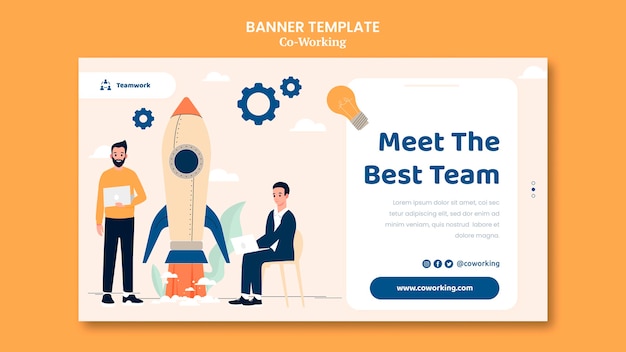 Plantilla de banner de coworking creativo