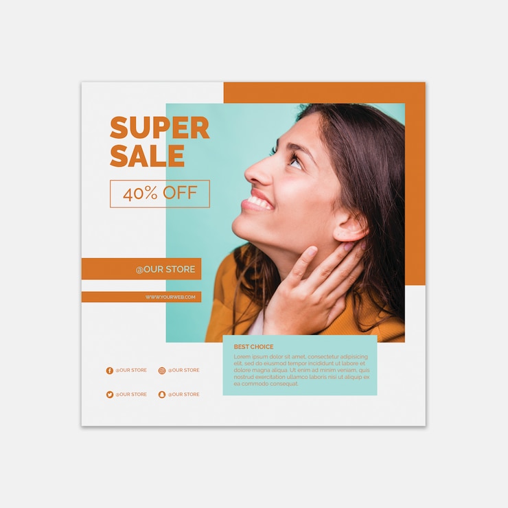 PSD gratuito plantilla de banner cuadrado de rebajas