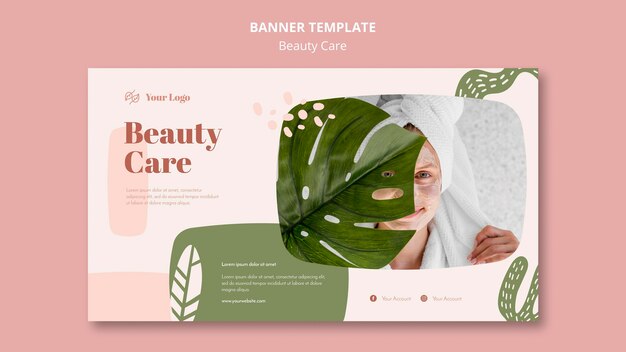 Plantilla de banner de cuidado de belleza
