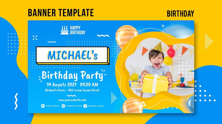 PSD gratuito plantilla de banner de cumpleaños con foto